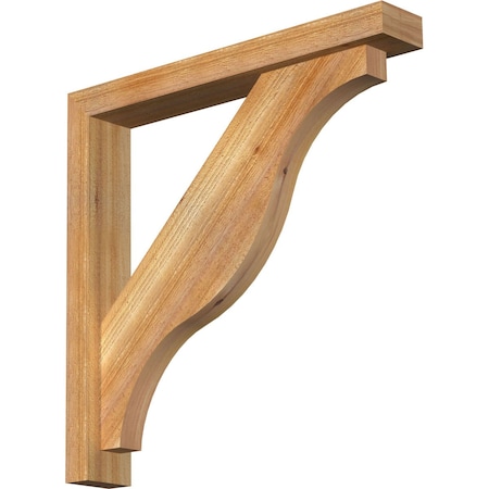 Funston Block Rough Sawn Bracket W/ Offset Brace, Western Red Cedar, 4W X 26D X 26H